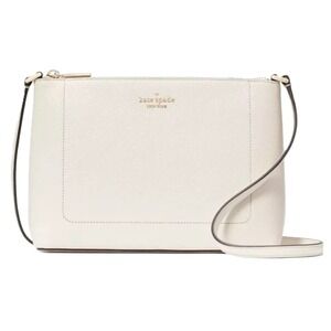 Kate Spade Leila Crossbody Pebble Leather Parchment Off‎ White Medium Purse